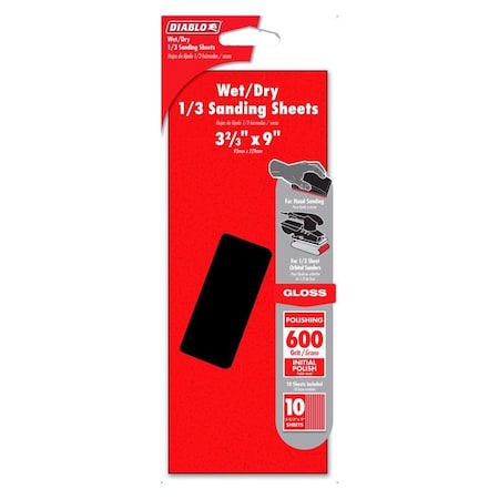 Diablo Diablo 9 in. L X 3-2/3 in. W 600 Grit Silicon Carbide Sanding Sheet 10 pk DCS323600S10W